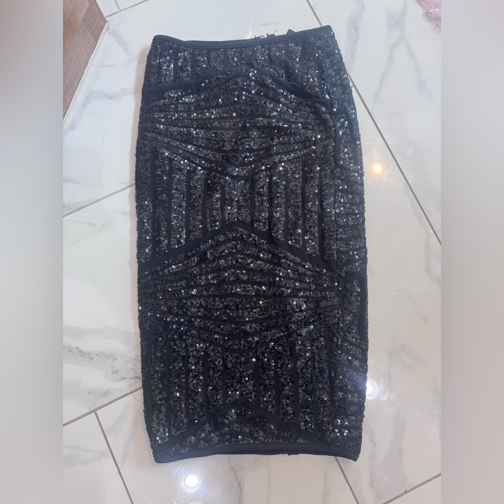 Windsor Black Sequin Pencil Skirt